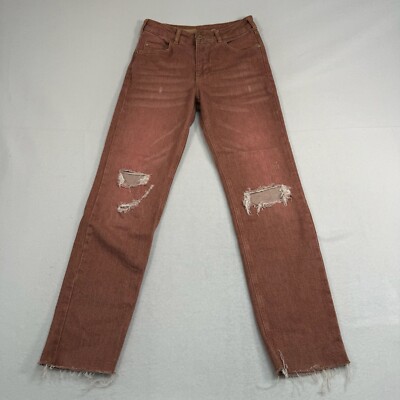 Pilcro & The Letterpress Jeans Women 26 Coral The Vintage Straight Mid Rise-image