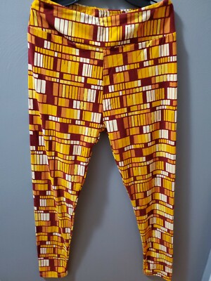 LuLaRoe ONE SIZE Leggings NWOT Multi-Color BURGANDY YELLOW ORANGE-image