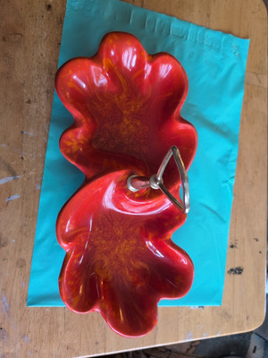 California Pottery Condiment Tray Mid Century Fire Orange-image