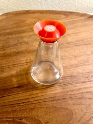 Vintage Mid-Century Spice Blend Shaker | Holds 1/2 Cup |Clear Glass & Orange Lid-image