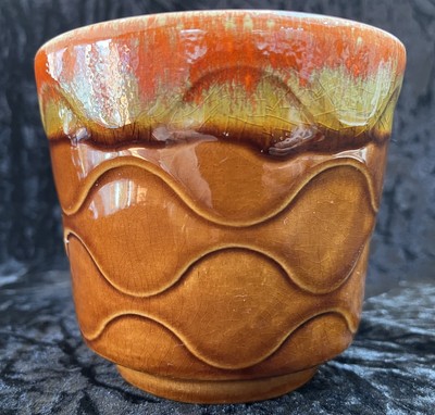 Mid-Century Modern Planter USA FP5 Brown, Orange and Green-image