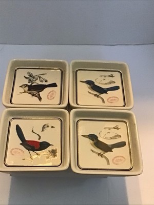 Creative CoOp British Museum 4 Ceramic Bird Soap Dish Keys Coins Candy Decor VTG-image