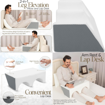 MEJOR Almohada Elevar Piernas Mesa PC Lectura Posoperatoria Reduccion Hinchazon-image