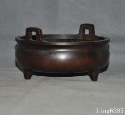 Mark China Chinese Buddhism temple bronze Joss Incense burner Censer statue-image