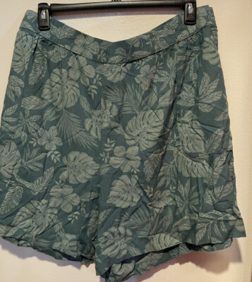 Sonoma Women's Floral Shorts Mid Rise Hits Midthigh ~ Green or Orange Rayon ~ 4X-image