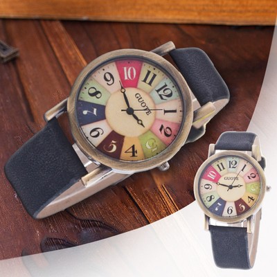 Watch Vintage For Her Co Creative Multicolored Rainbow  Casual Fabric Watch-image