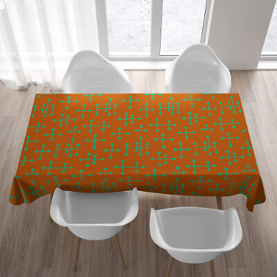 Tablecloth Mid Century Modern MCM Mod Retro Vintage Style  Orange Teal-image