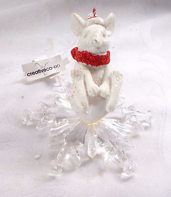 New Creative Co-op  Mouse Sledding Snowflake Christmas Ornament-image