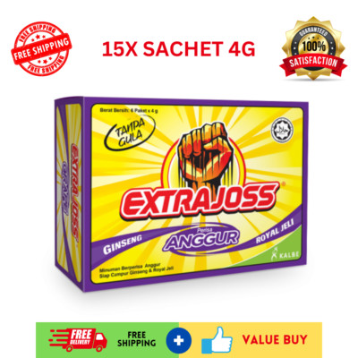 15X SACHET 4G Extra Joss Energy Boost Drink Powder 15 sachet Grape Flavor-image