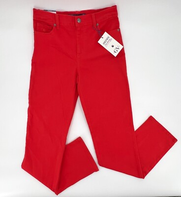 NEW Gloria Vanderbilt Pants Womens 4 Red Orange Tapered Stretch Mid Rise-image