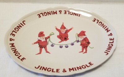 CREATIVE CO-OP ELF DESIGNED SERVING PLATTER JINGLE & MINGLE-image