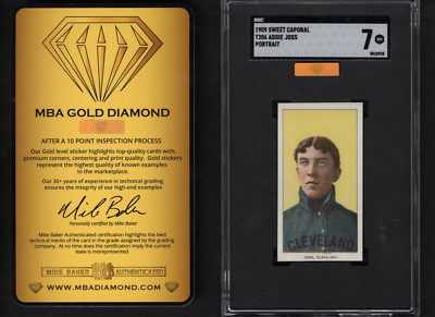 1909 T206 Sweet Caporal ADDIE JOSS Portrait Cleveland Naps SGC NM 7+++ MBA GOLD-image