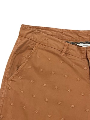 Sundance 10P Orange Floral Embroidered Skinny Mid Rise Cotton Stretch Chinos-image