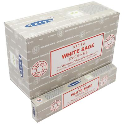 Satya White Sage Incense Joss Sticks Pack of 12X15g Each Pack 180 Incense Sticks-image