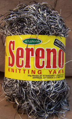 Sullivans Sereno Eyelash YARN Galaxy #89295 50 grams 44 yards Black & White  New-image