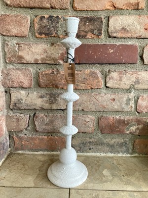 NEW Creative Co-Op Tall Metal Taper Candle Holder in Sand Finish, Antique White-image