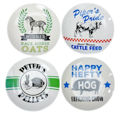 4 Creative Co Op Small Plates Snack Appetizer Trinket Tray Cow Horse Feed Hog-image