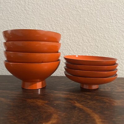 8 Pk Mid Century Style Vintage Unmarked Orange Melamine Melmac 5
