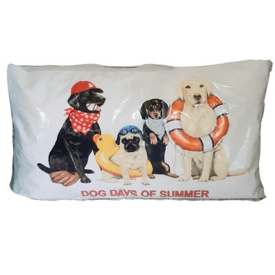 Dog Days Of Summer Long Bench Pillow White 18in x 24in Dog Lover Pets New-image