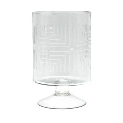 NWT Creative Co-Op Glass Etched Geometric Vase w Pedestal 9.75” tall x 6” dia-image