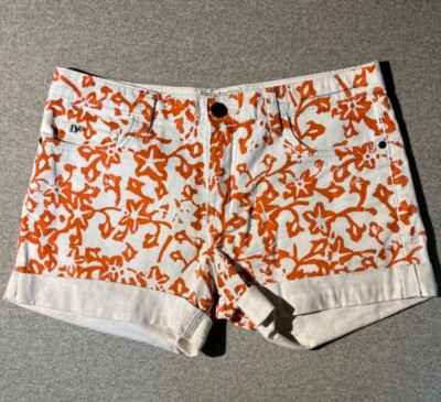 Current Elliot Diane Von Furstenberg Shorts Womens Size 27 Orange Floral Cuffed -image