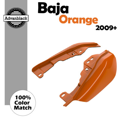 Baja Orange Mid Frame Air Deflectors Heat Shield Trim Covers Fits Harley 2009+-image