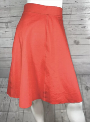 NEW Ann Taylor Womens A Line Orange Skirt Elastic Waist Knee Length Size SP-image