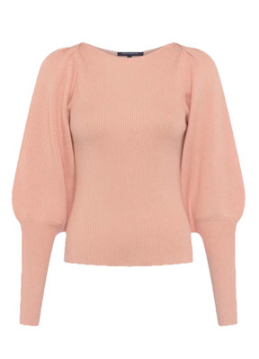 French Connection Joss Knit Slash Neck Jumper Dusty Pink Size Large BNWT-image