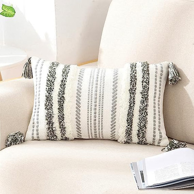 Decoruhome Christmas Decorative Boho Throw Pillow Cover 12X20, Lumbar Accent Neu-image