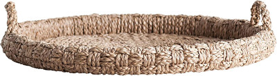 Creative Co-Op round Braided Bankuan Tray with Handles-image