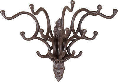 Creative Co-Op Antique Decorative Cast Iron Multi Hook Wall Hanger with 15 Ho...-image