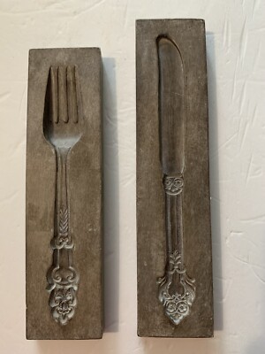 Home Decor Resin Silverware Mold Fork & Knife Relief Reproduction 10x2x1”-image