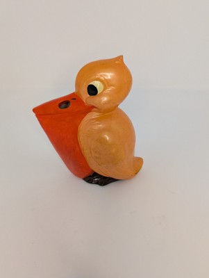Funky Vintage Mid Century Orange Pelican Toothbrush Holder-image