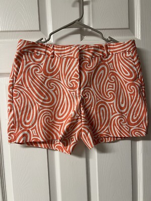 Michael Kors Women’s Shorts Size 8 Orange/White Print-image