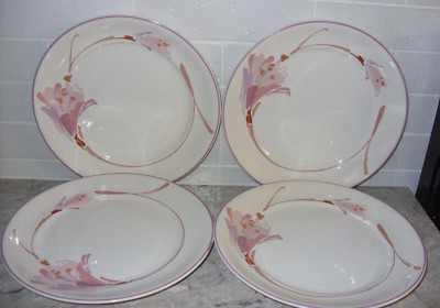 Noritake Keltcraft Costa Mesa Ireland 4 Dinner Plates Lavender Pink Floral NICE-image