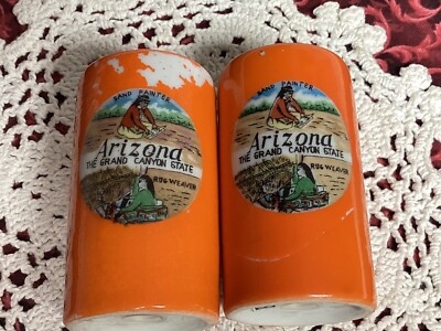 VTG Arizona Orange Cylinder Shape Salt & Pepper Set-MCM-Japan-image