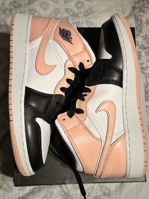 Size 5 - Jordan Air 1 Mid GS White/Black/Crimson Tint-image