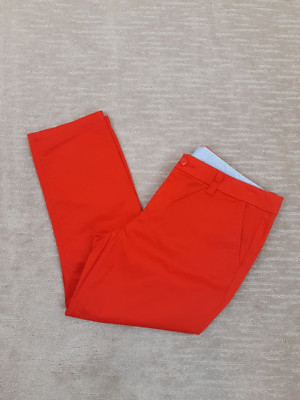 JCP Chino Crop Pants Women's 12 Bright Orange Mid Rise Pockets Casual Career-image