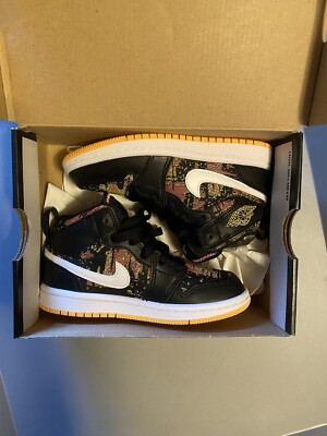 New In Box 2020 Air Jordan 1 Mid PS 'Black Laser Orange' Youth Size 10.5c-image