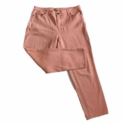 ellen tracy peach orange ankle jeans sz 10 mid-rise casual travel vacation-image