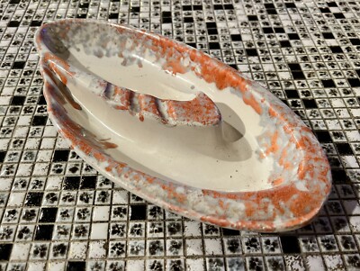 Mid Century Sunkist Van Nuys Calif Ceramic Orange Glazed Ashtray Vintage RETRO-image