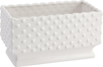 Creative Co-Op White Hobnail Rectangle Ceramic Planter Select Color -image
