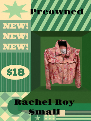 Women's Rachel Roy  Pink Orange  Floral Blazer Jacket With Pockets  Size Small-image