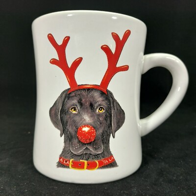 Creative CO-OP Christmas Black Lab Mug Antlers & Red Nose by Mary Lake Thompson-image