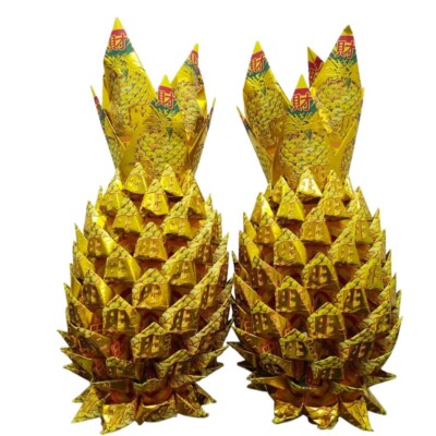 1 pair Incense Paper/Joss Paper Gold Pineapples (100% Handmade)-image