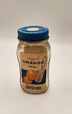 Vintage Crescent Cooking Flavormates orange peel grated 1950s  Glass Jar (Empty)-image