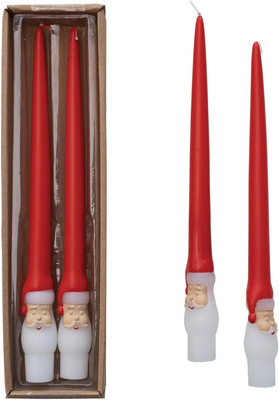 Creative Co-Op 10' H Unscented Santa Taper Candles in Box, Red & White, -image