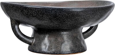 Creative Co-Op Stoneware Handle and Base, Black Reactive Glaze Bowl-image
