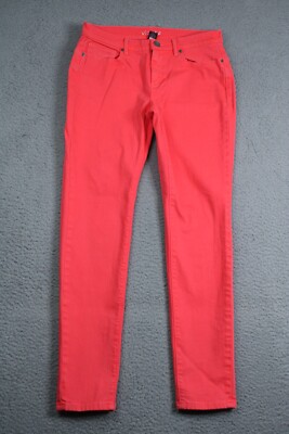 London Jeans Womens 10 Orange Mid Rise VS Midi Skinny Victorias Secret Casual-image