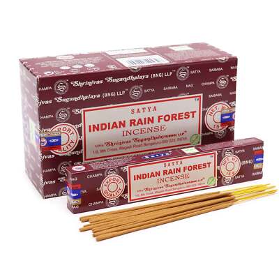 Satya Indian Rain Forest Incense Joss Sticks Pack of 12X15g Each Pack 180 Sticks-image